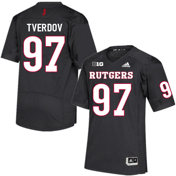 Men #97 Mike Tverdov Rutgers Scarlet Knights College Football Jerseys Sale-Black